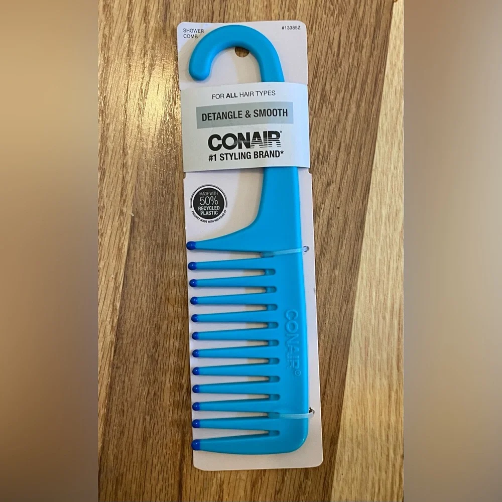 Conair Detangle & Smooth Wide Tooth Shower Comb - Blue